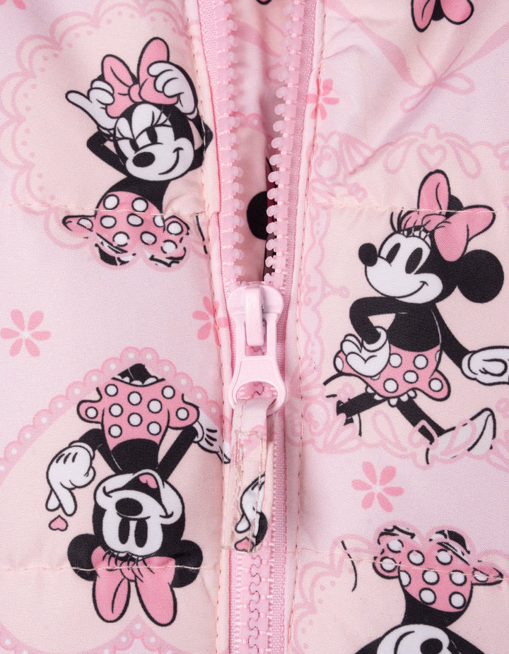 Minnie Mouse Girls' Hooded Puffer Jacket Pink Heart