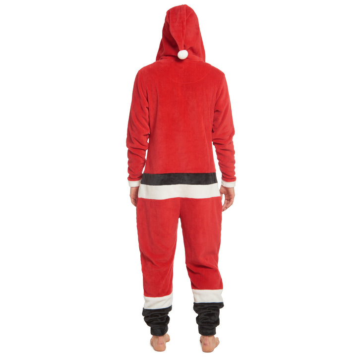 Dreamwave Santa Adult Men or Women Christmas Fleece Hooded One Piece Pajama Red
