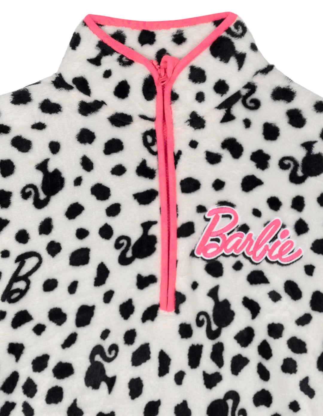 Barbie Girls' Half-Zip Fleece Pullover Sweatshirt Tusk White Pink