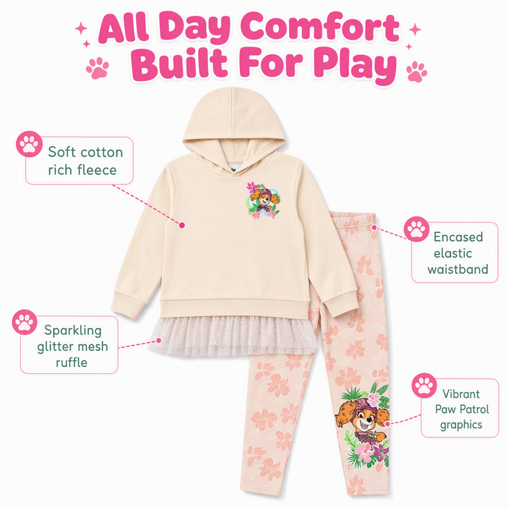 Paw Patrol Girls' 2-Piece Fleece Hoodie and Leggings Set Skye Marshall Pink