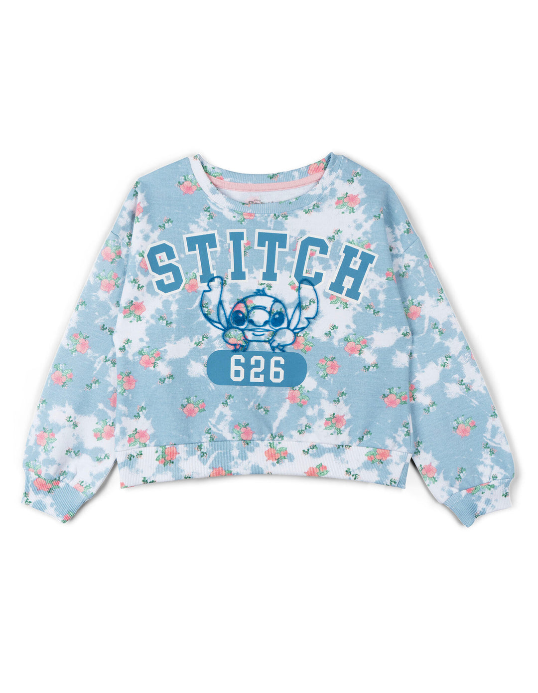 Lilo & Stitch Girls' Sweatshirt Tee and Shorts Set Blue Pink