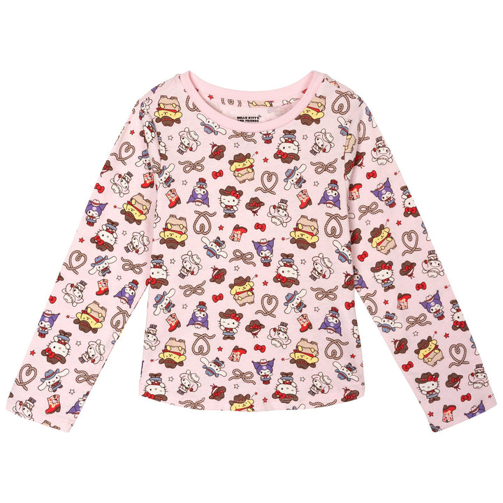 Hello Kitty Girls' Long Sleeve Tee and Corduroy Skirt Set Pink Blue
