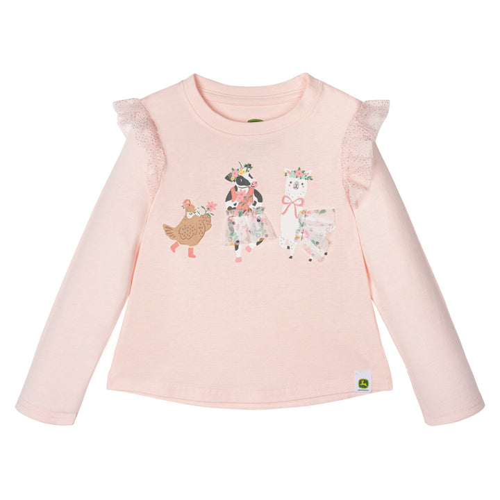 John Deere Girls' Long Sleeve T-Shirt Blush Pink