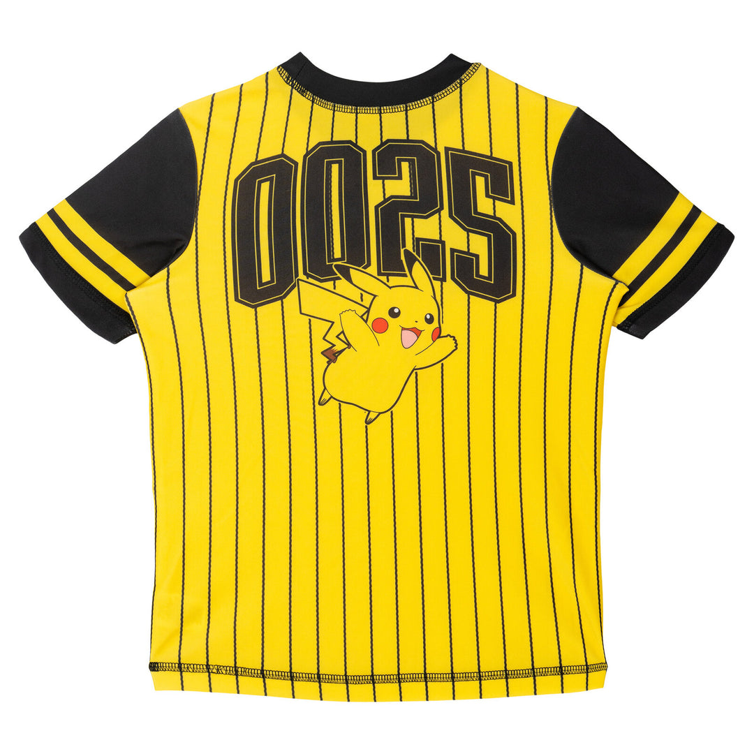 Pokemon Pikachu Boys' Short Sleeve Rash Guard and Swim Trunks Set Yellow Black