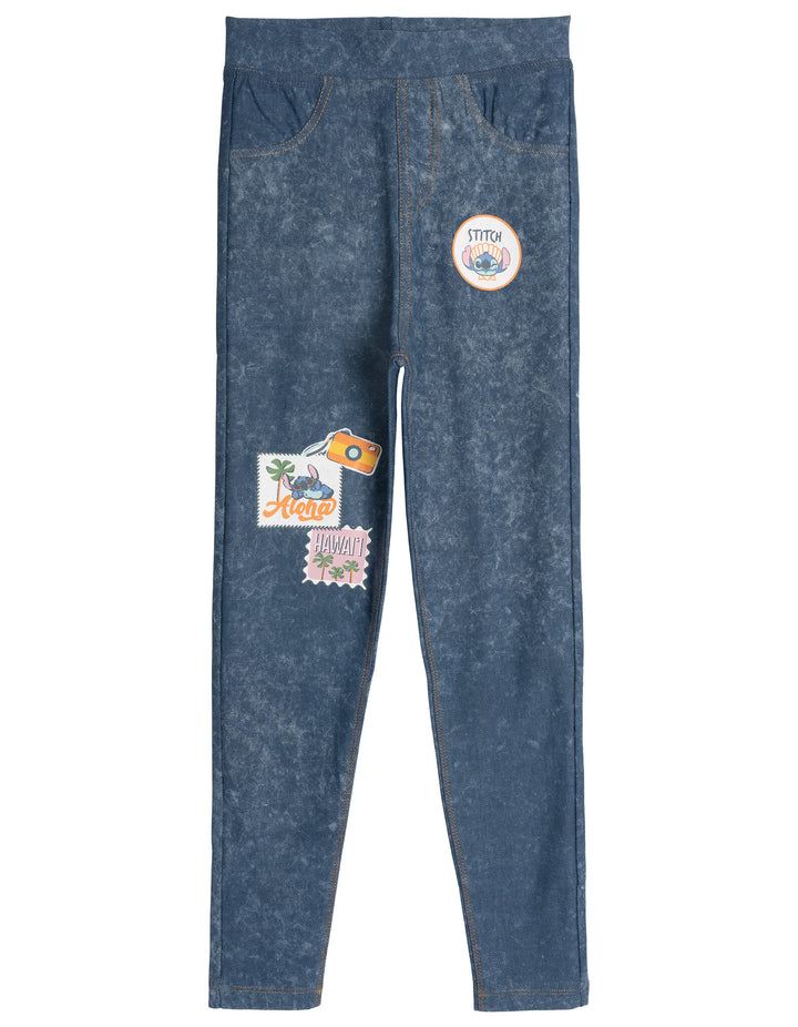 Lilo & Stitch Girls' 2-Piece T-Shirt and Denim Leggings Set White