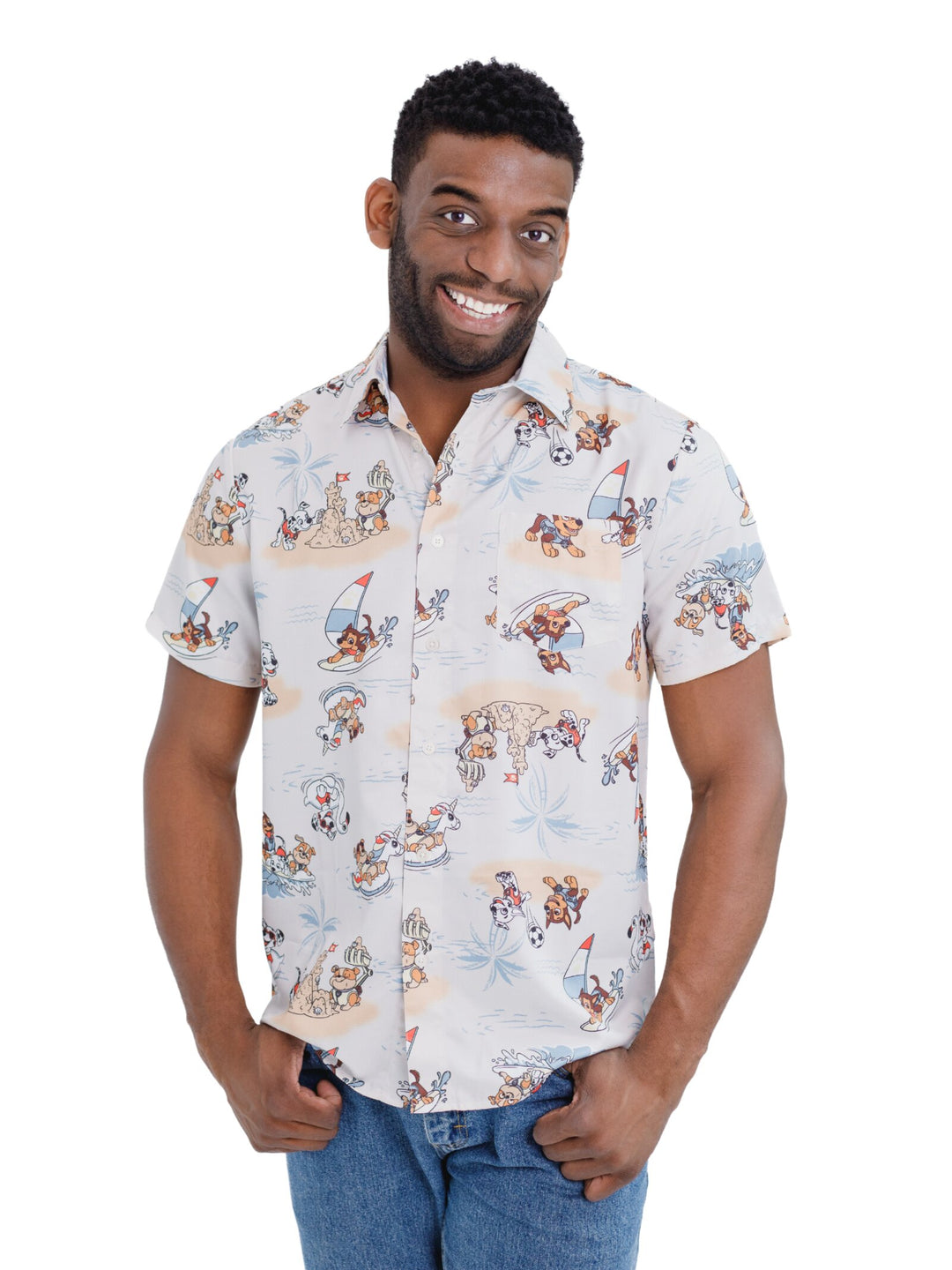 Paw Patrol Men's Hawaiian Button-Down Shirt Sand