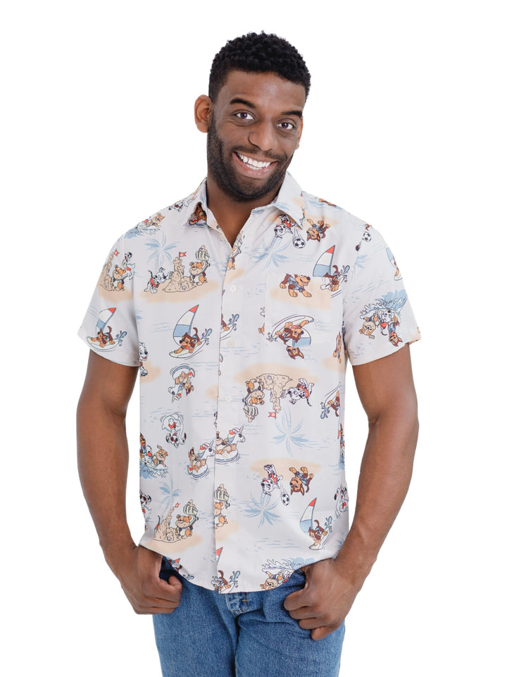 Paw Patrol Men's Hawaiian Button-Down Shirt Sand