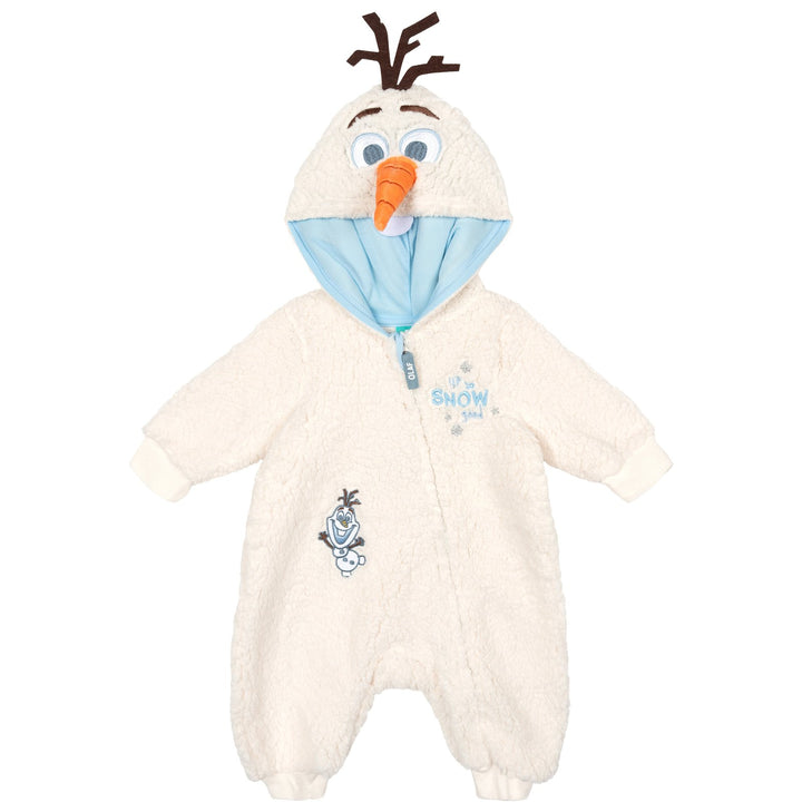 Frozen Olaf Baby Cosplay Fleece Hooded Jumpsuit White