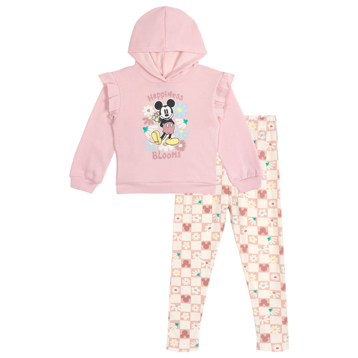 Disney Mickey Mouse Girls' 2-Piece Fleece Hoodie and Leggings Set Pink Cream