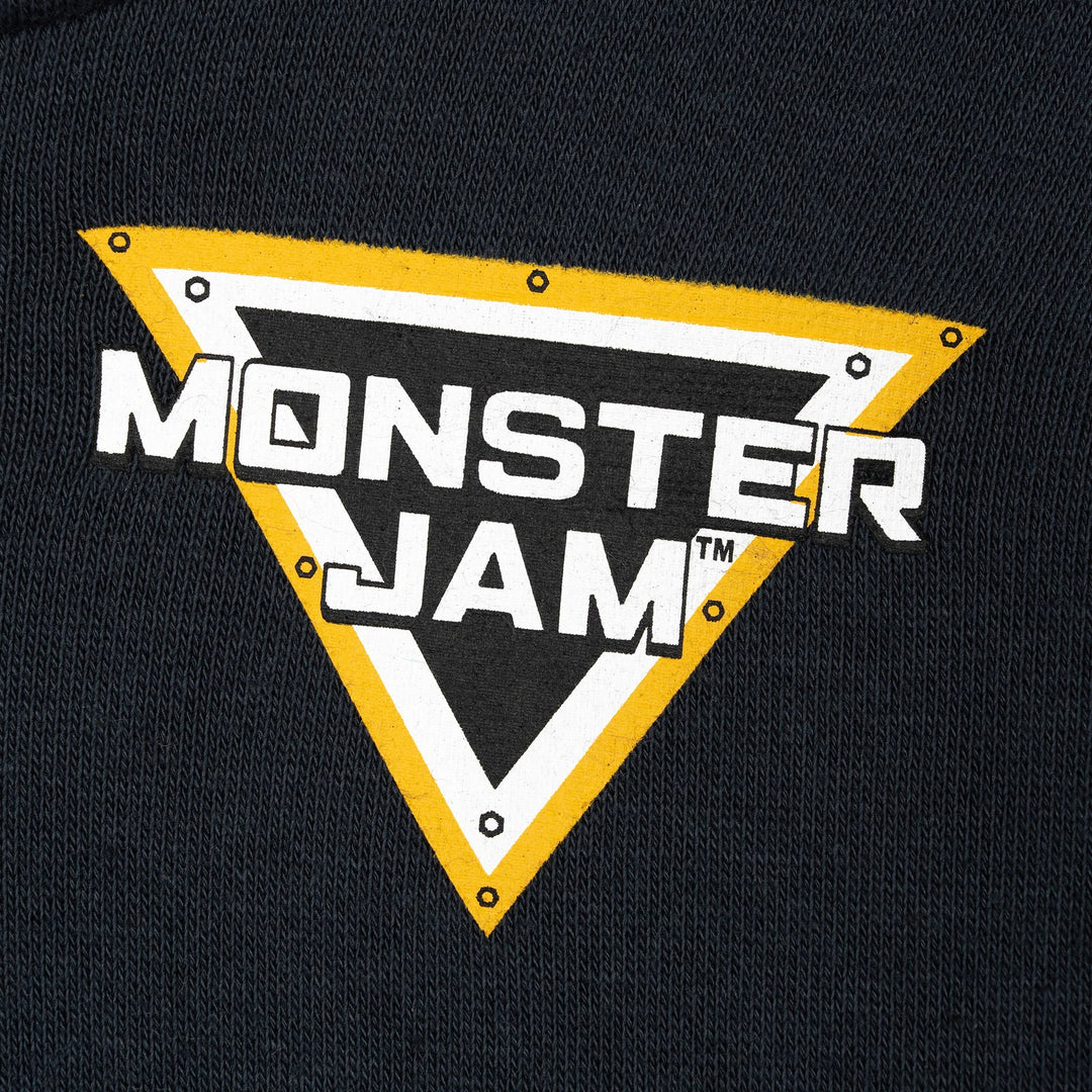 Monster Jam Digatron Boys' Half Zip Fleece Hooded Sweatshirt Grey Gold
