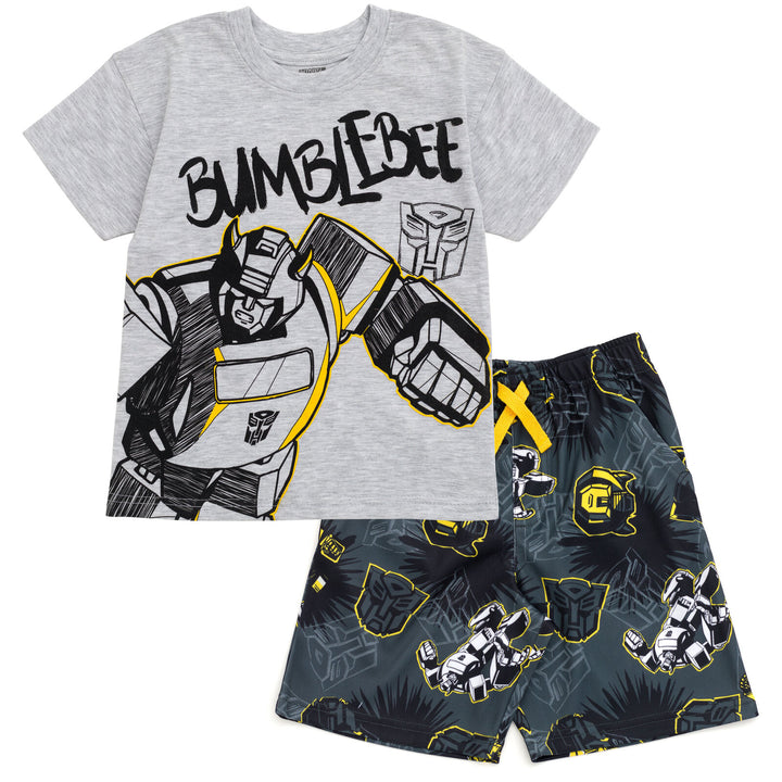 Transformers Bumblebee Boys' Athletic 2-Piece T-Shirt and Shorts Set Gray