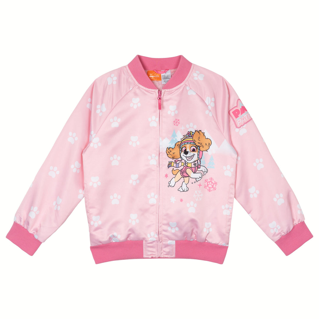 Paw Patrol Girls' Bomber Jacket Iridescent Pink Skye