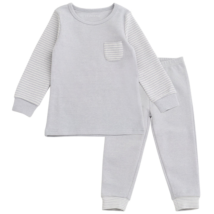 Cozeeme Boys' Loungewear 2-Piece Tee and Pants Set Heather Gray Stripe