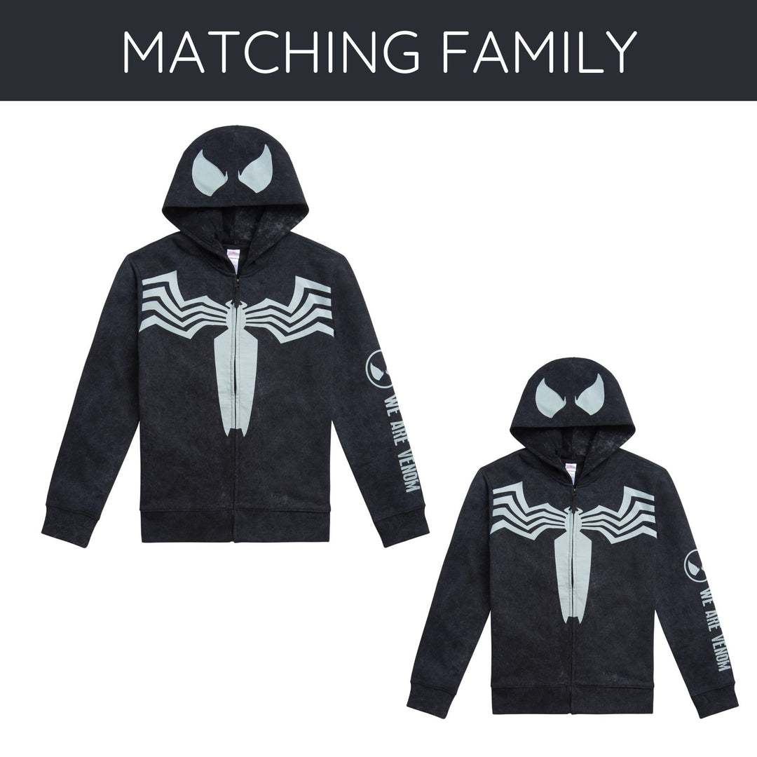 Marvel Spider-Man Venom Cosplay Fleece Zip-Up Hoodie Mineral Black