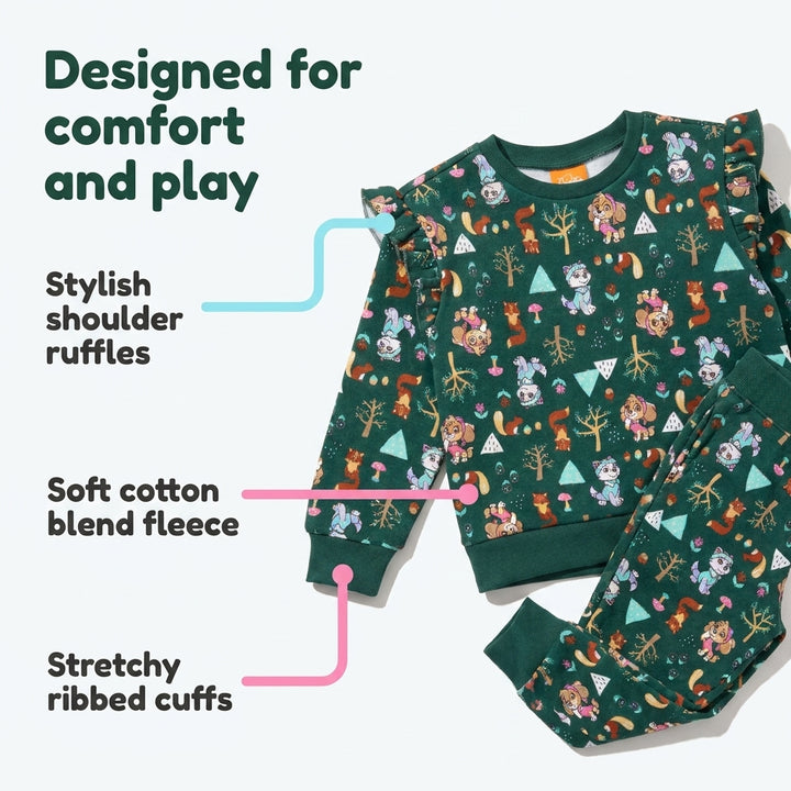 Paw Patrol Girls' Fleece Sweatshirt and Pants Set Skye Everest Green