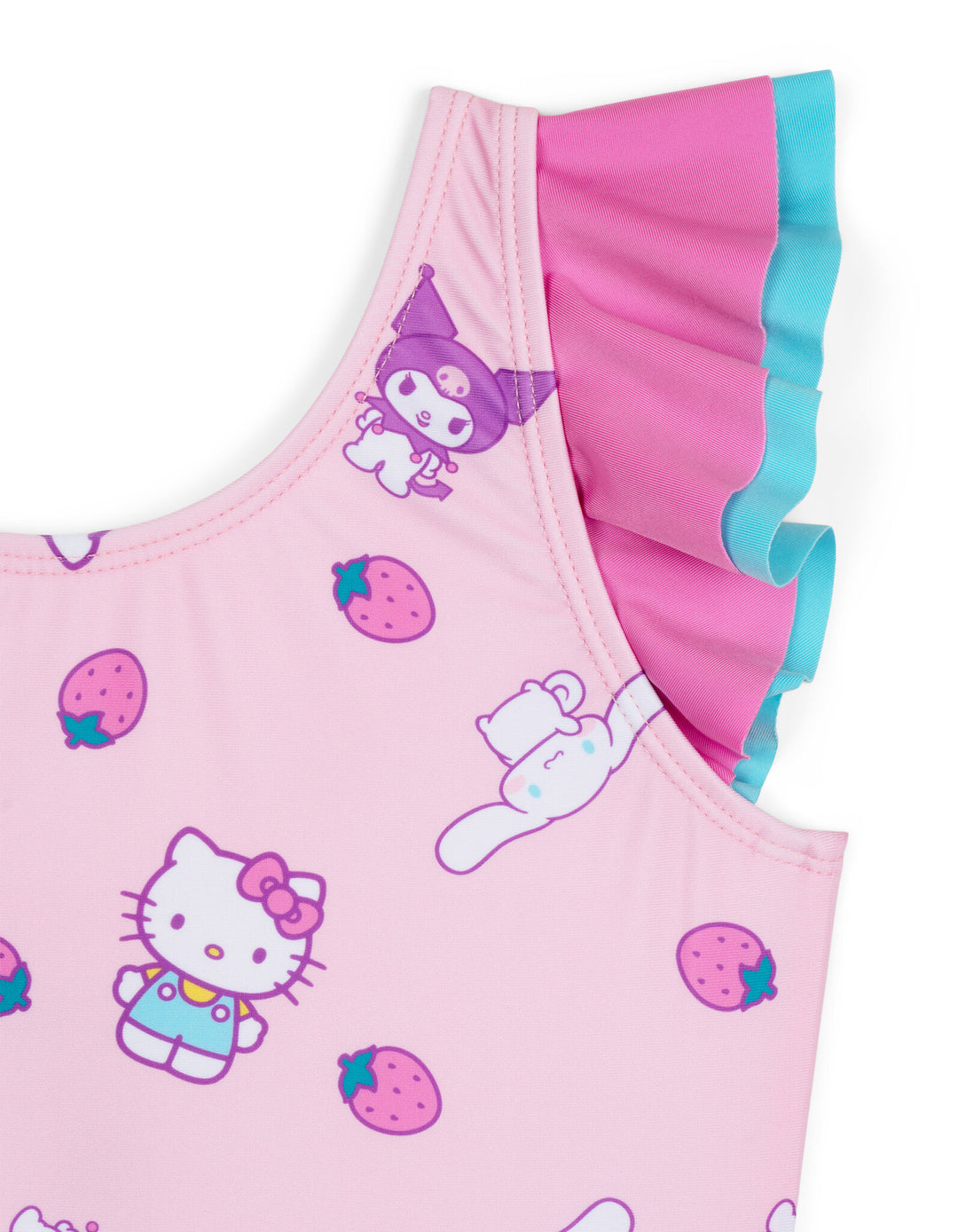 Hello Kitty Girls' Sleeveless One Piece Bathing Suit Pink Strawberry