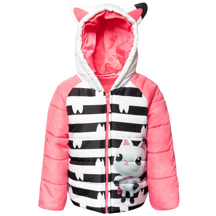 Gabby's Dollhouse Pandy Paws Girls' Hooded Zip-Up Puffer Jacket Pink