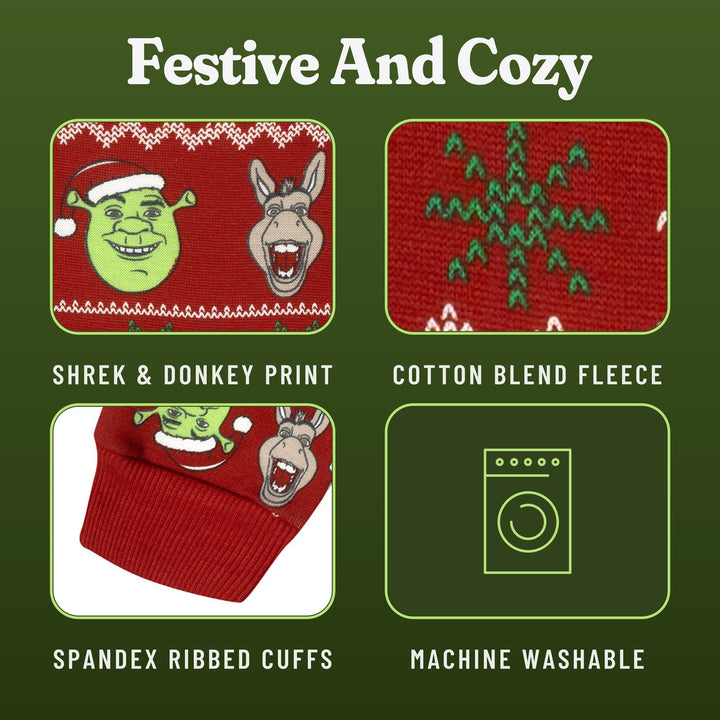 Shrek Boys' Holiday Fleece Pullover Sweatshirt Scarlet Donkey