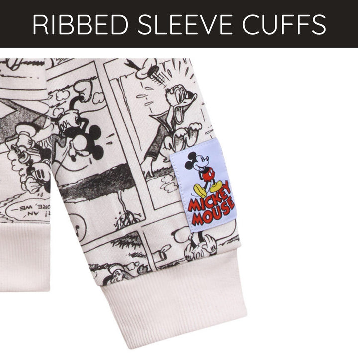 Disney Mickey Mouse Boys' Fleece Zip-Up Hoodie Beige Comic