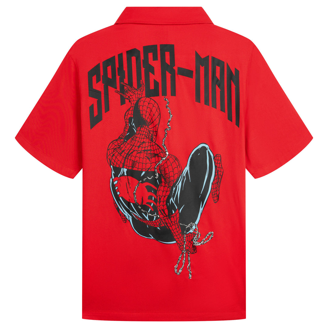 Marvel Spider-Man Matching Family Hawaiian Short Sleeve Button Down Shirt Crimson
