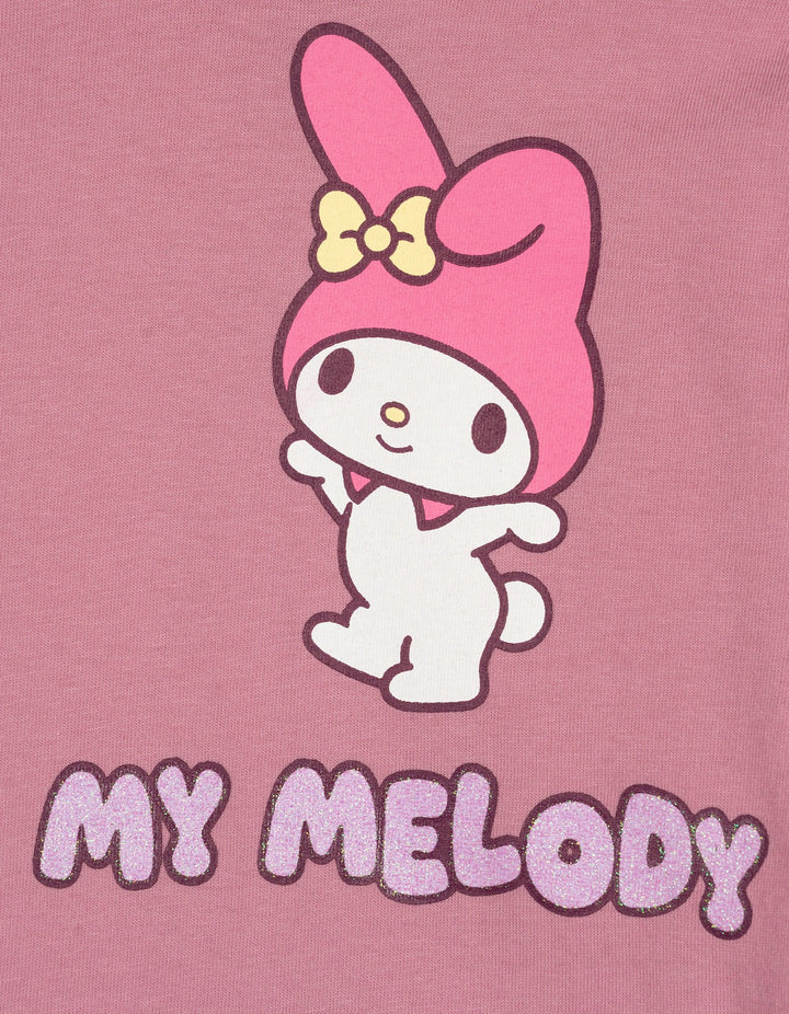 Hello Kitty My Melody Girls' Short Sleeve T-Shirt Mauve