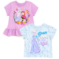 Frozen Girls 2 Pack Peplum T-Shirts Toddler to Big Kid