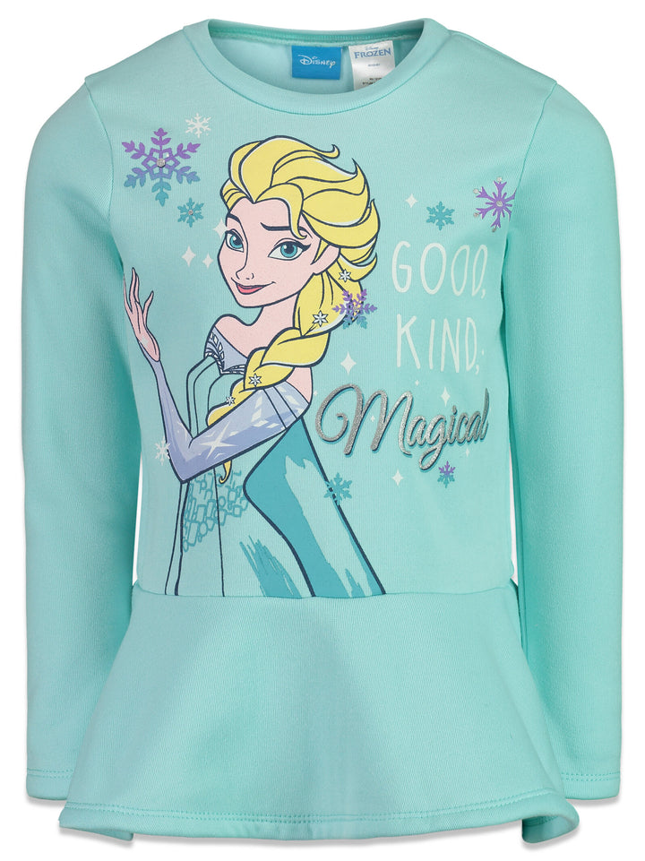 Queen Elsa Fleece Peplum Long Sleeve Graphic T-Shirt & Leggings Set