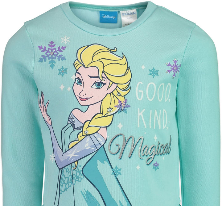 Conjunto de camiseta estampada y leggings de manga larga con peplum de vellón Queen Elsa