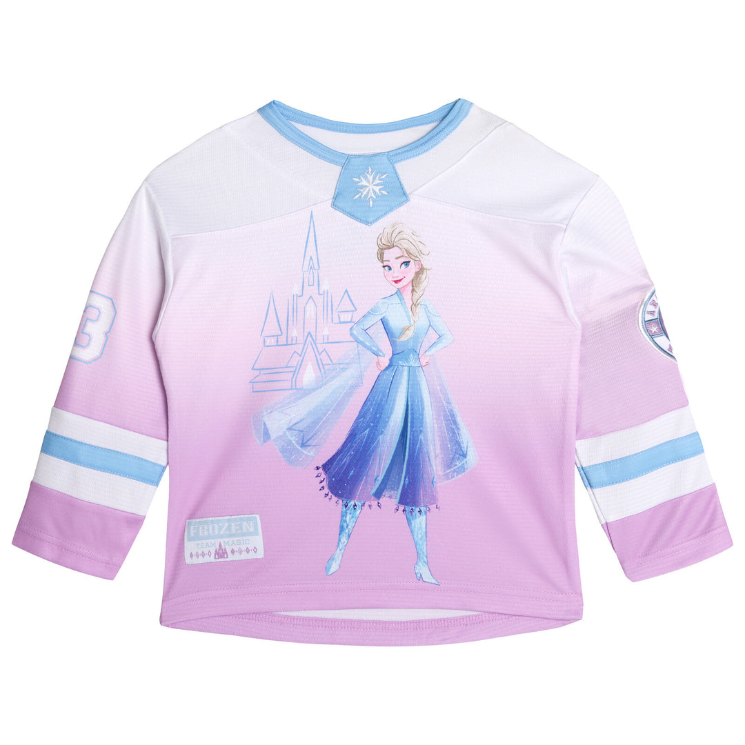 Disney Frozen Elsa Mesh Hockey Jersey Long Sleeve T-Shirt Toddler to Big Kid Disney Frozen Elsa Mesh Hockey Jersey Long Sleeve T-Shirt Toddler to Big Kid