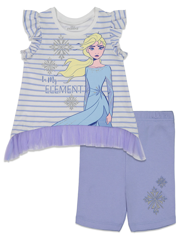 Frozen Elsa Sleeveless Graphic T-Shirt & Shorts Set