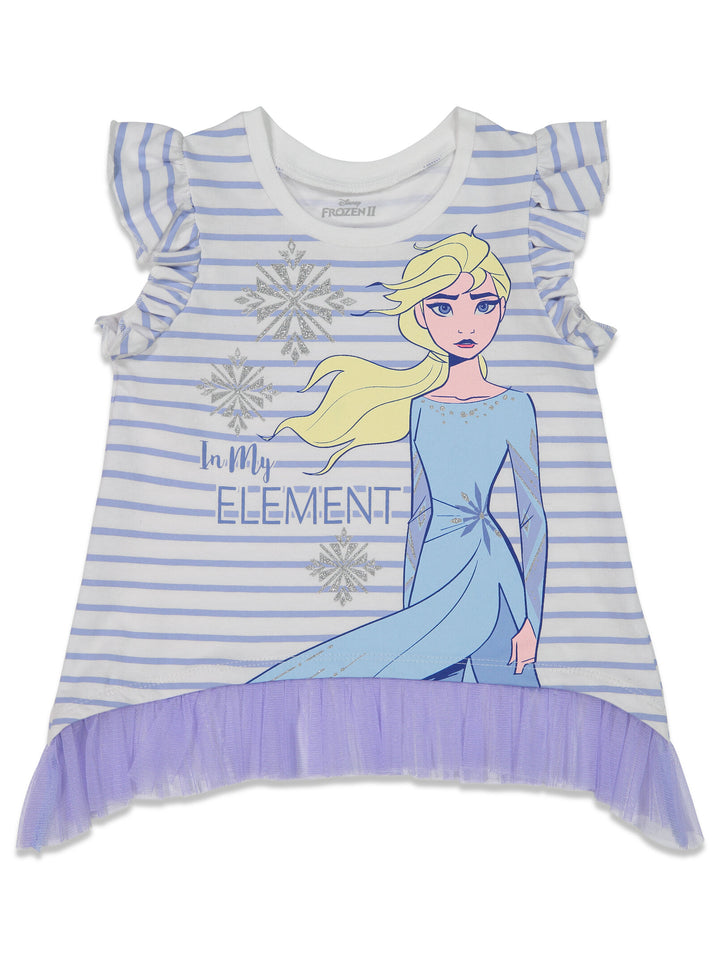 Frozen Elsa Sleeveless Graphic T-Shirt & Shorts Set