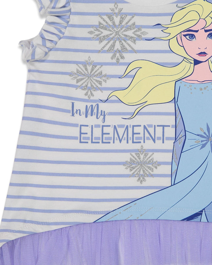 Frozen Elsa Sleeveless Graphic T-Shirt & Shorts Set