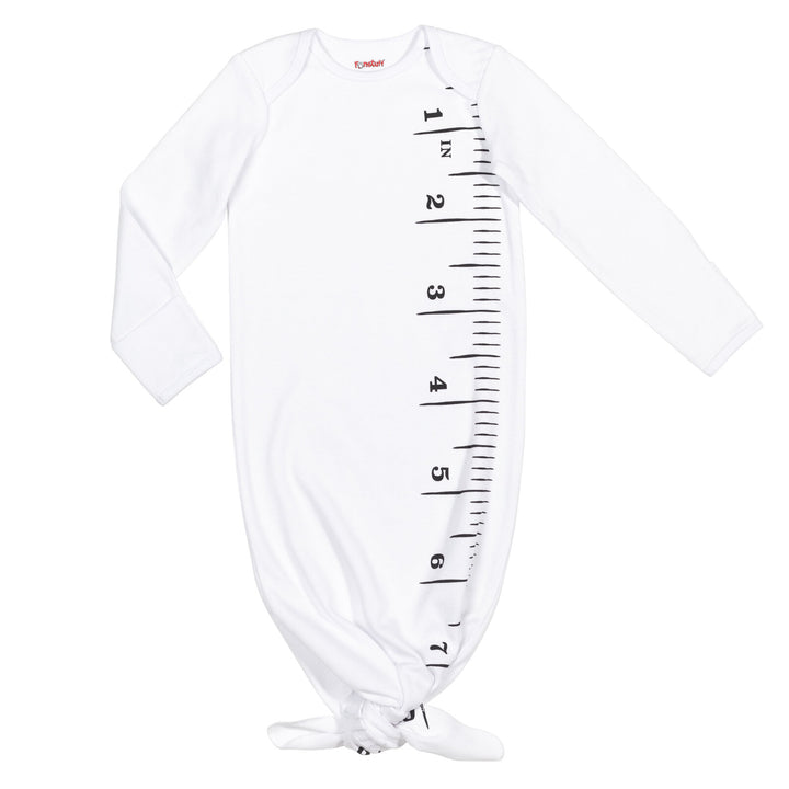 Funstuff Milestone Ruler Knotted Long Sleeve Swaddle Sleeper Gown