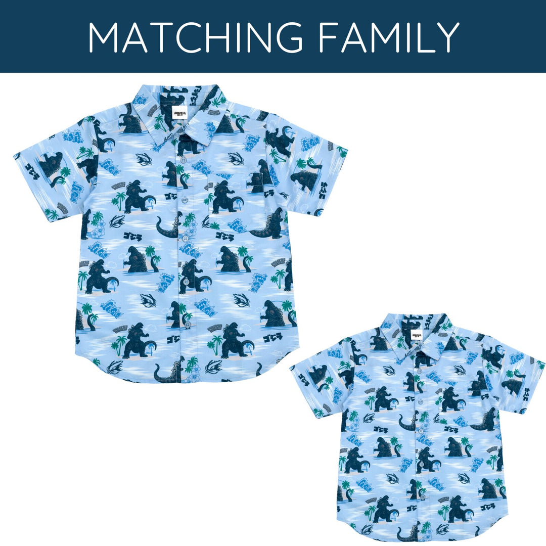 godzilla dress shirt Godzilla Matching Family Hawaiian Button Down Dress Shirt 8