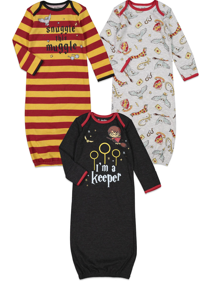 Harry Potter 3 Pack Long Sleeve Swaddle Sleeper Gowns