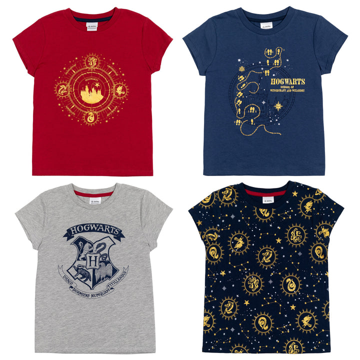 Paquete de 4 camisetas gráficas de Harry Potter Hogwarts