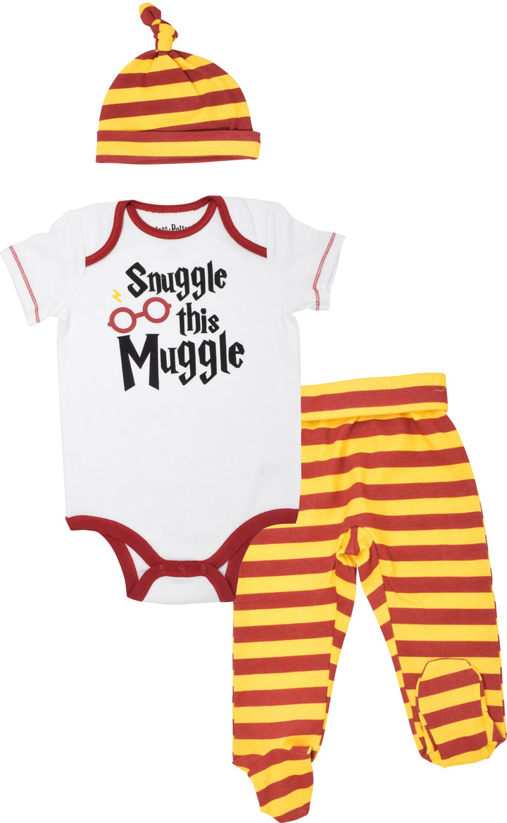 Harry Potter 3 Piece Outfit Set: Bodysuit Pants Hat