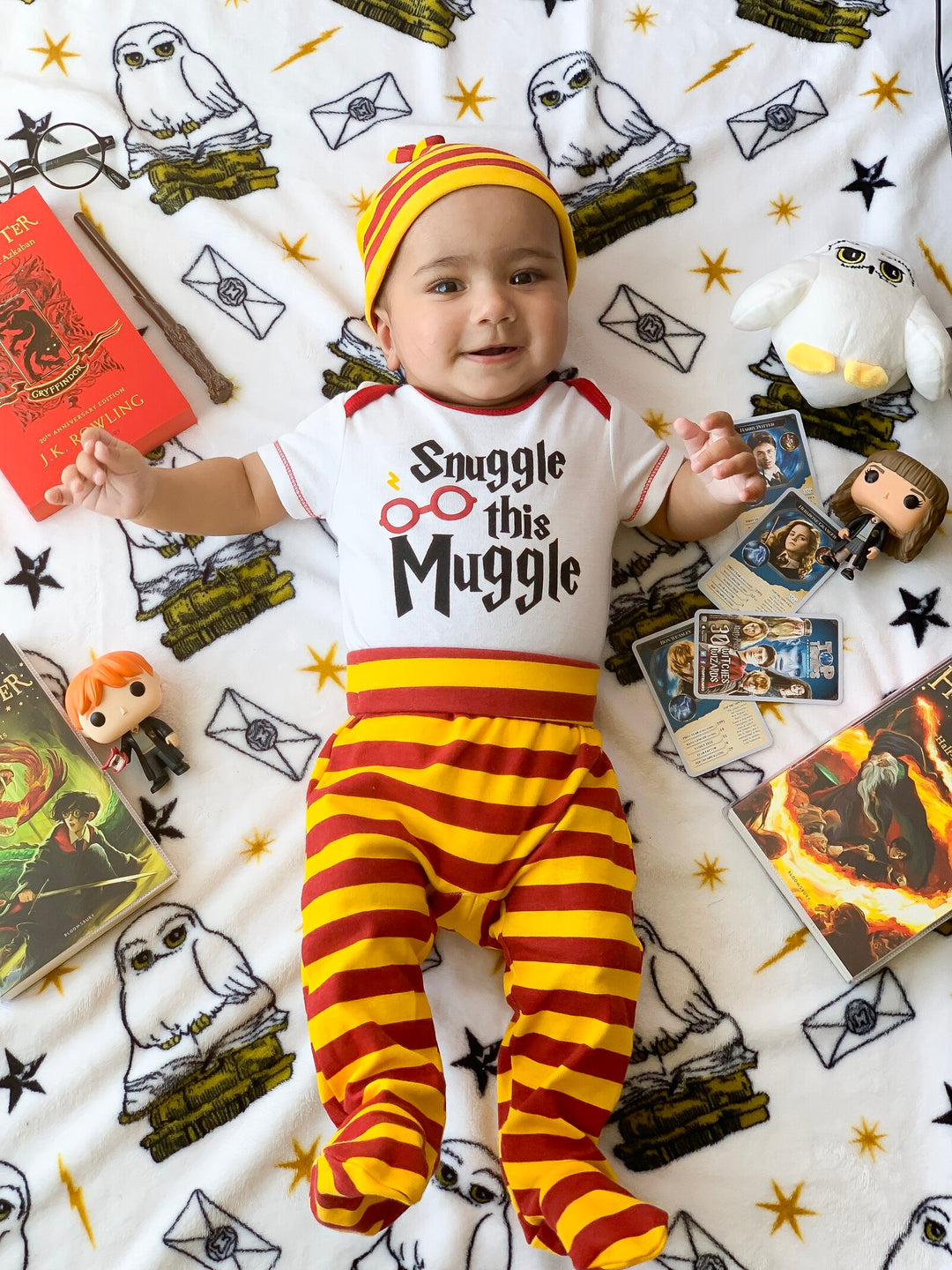 Harry Potter 3 Piece Outfit Set: Bodysuit Pants Hat