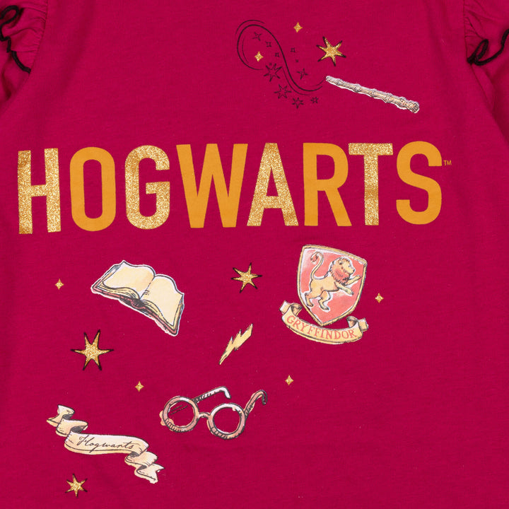 Paquete de 2 camisetas gráficas de manga larga con volantes de moda de Hogwarts