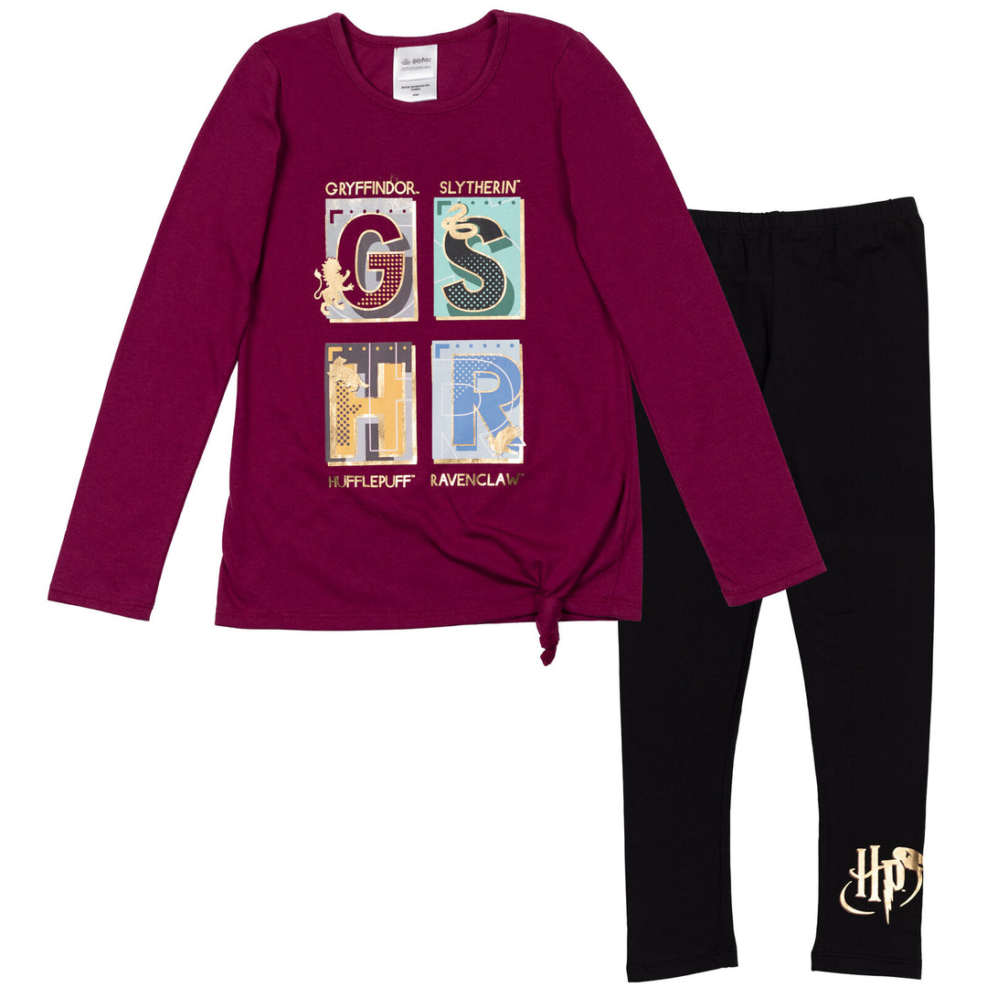 Hogwarts Long Sleeve Graphic T-Shirt & Leggings Set