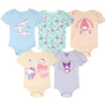 Hello Kitty Baby Girls 5 Pack Bodysuits Newborn to Infant