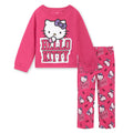 Hello Kitty Fleece Boxy Sweatshirt Crop Top and Flare Pants Outfit Set
