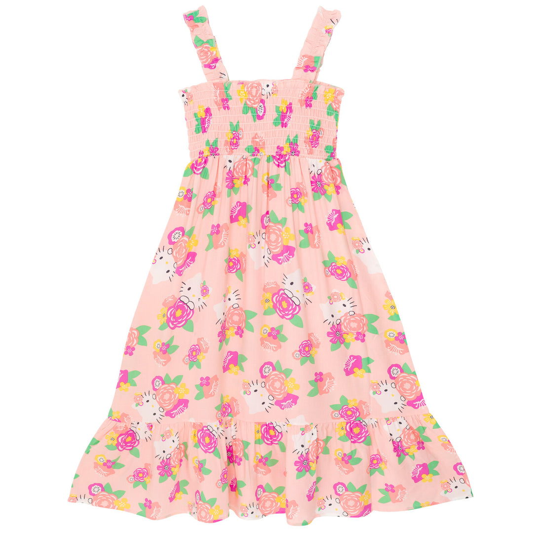 Hello Kitty Floral Girls Smocked Cami Maxi Dress Little Kid to Big Hello Kitty Floral Girls Smocked Cami Maxi Dress Little Kid to Big