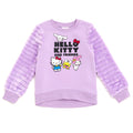 Hello Kitty Girls Fleece Pullover Sweatshirt with Faux Fur Sleeves Toddler to Big Kid