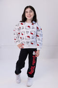 Hello Kitty Girls Fleece Sweatshirt and Jogger Pants Outfit Set Toddler to Big Kid