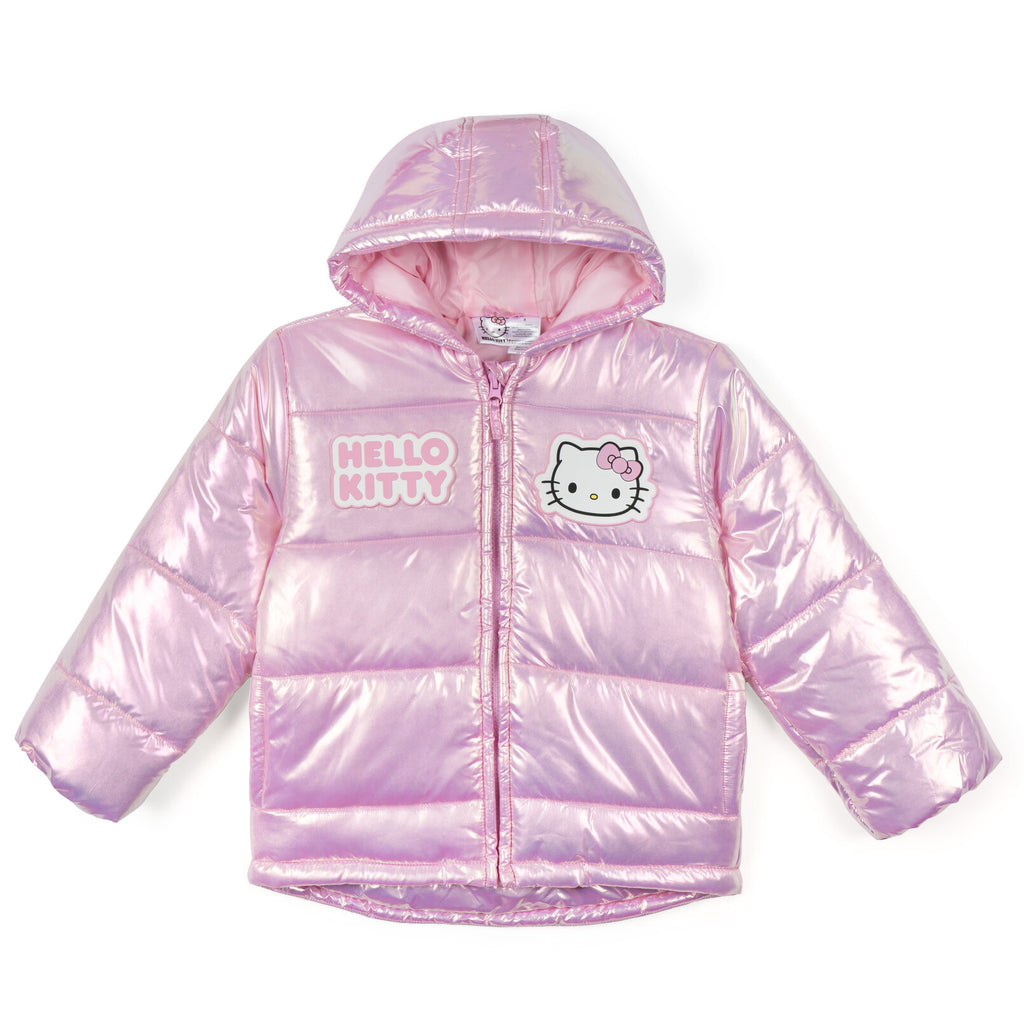 Hello Kitty Girls Hooded Zip Up Winter Coat Puffer Jacket Little
