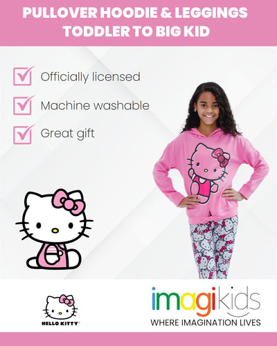 Hello Kitty Girls Pullover FleeceHoodie and Leggings Outfit Set - imagikids
