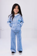 Hello Kitty Girls Velour Zip Up Hoodie and Flare Pants Outfit Set Toddler to Big Kid
