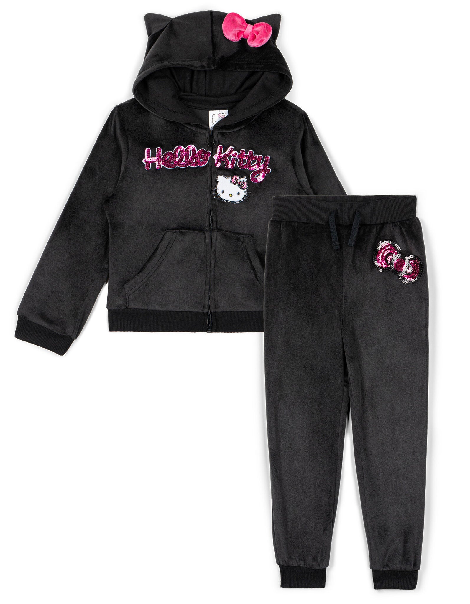 Hello Kitty Velour Zip Up Hoodie and Jogger Pants Outfit Set