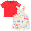 Hot Wheels French Terry Square Neck Short Overalls and T-Shirt Outfit Set